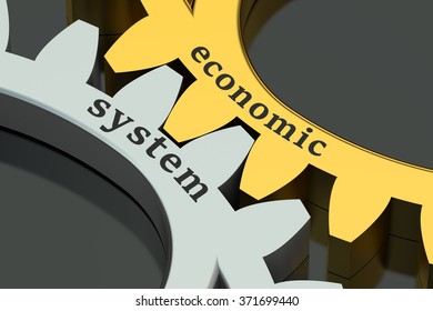 Economic System Concept On The Gearwheels