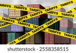 Economic tariffs and government taxation or punative tariff trade policy or duties imposed on imports and exports by a government on imported or exported goods as Protectionism as a 3D illustration.