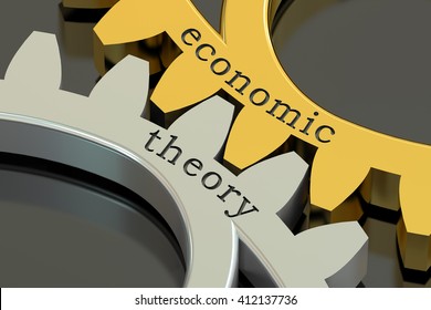 Economic Theory Concept On The Gearwheels, 3D Rendering