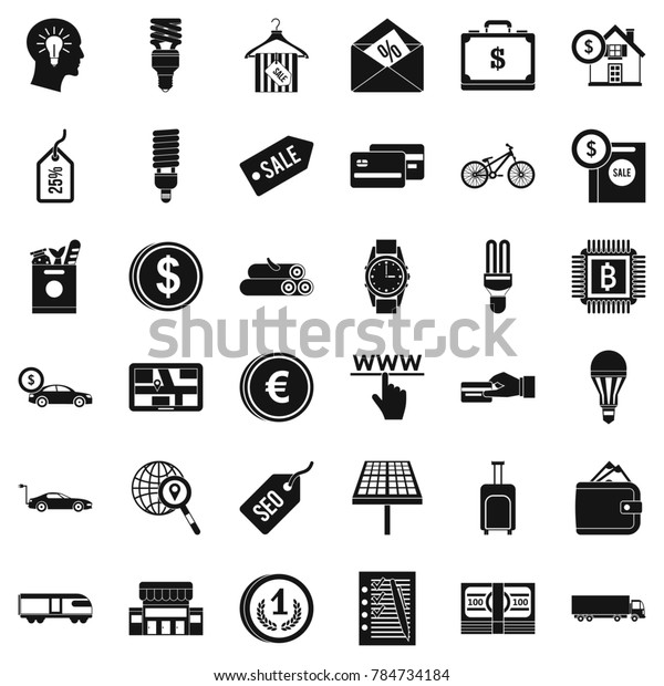 Economy icons set. Simple style of 36\
economy  icons for web isolated on white\
background