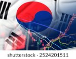 Economy of South korea, 
South korea flag on economic graphs.