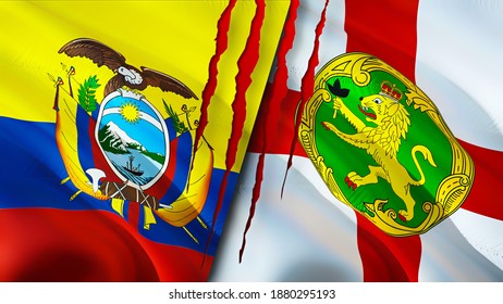 Ecuador Alderney Flags Scar Concept Waving Stock Illustration 1880295193