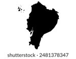 Ecuador country high detailed black map.Ecuador country political black map.White background.Ecuador maps illustration.