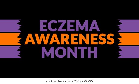 Eczema Awareness Month text with side lines on a black background. Which is observed every year in October to wish Eczema Awareness Month. - Powered by Shutterstock