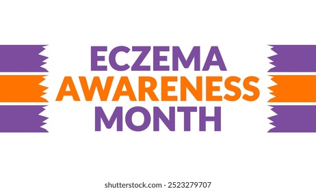 Eczema Awareness Month text with side lines on a White background. Which is observed every year in October to wish Eczema Awareness Month. - Powered by Shutterstock