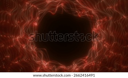 ed particle vortex with dynamic energy waves forming a circular void in the center.