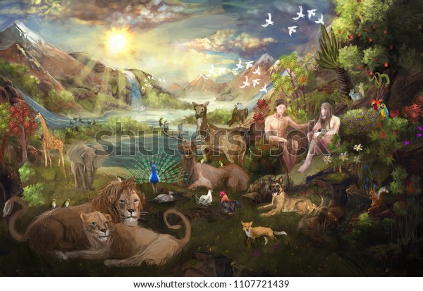 Eden Garden Bible Stock Illustration 1107721439