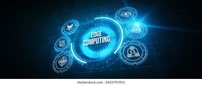 Edge computing modern IT technology on virtual screen. Business, technology, internet and networking concept. 3d illustration