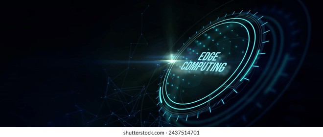 Edge computing modern IT technology on virtual screen. Business, technology, internet and networking concept. 3d illustration