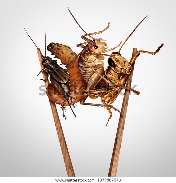 虫食い虫や虫食い虫 虫食い虫は 3dイラストエレメントを持つentomophagyの象徴として箸を用い コオロギ バッタや幼虫の様にエキゾチックな食べ物として食べる のイラスト素材 1379887073