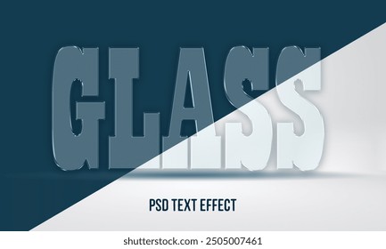 editable glass text effect psd