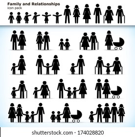 Editable set of family pictograms with children, parents and grandparents - raster version of vector illustration - Powered by Shutterstock