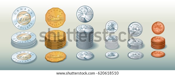 Editorial\
Illustration of / Canadian Coin stacks / See other files in\
portfolio for similar vector versions.\
