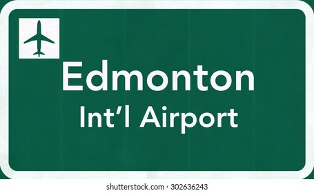 Edmonton Canada International Airport Highway Sign 2D Illustration