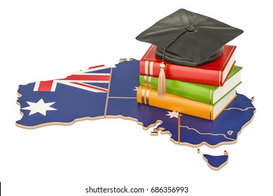 Education In Australia Concept, 3D Rendering Isolated On White Background