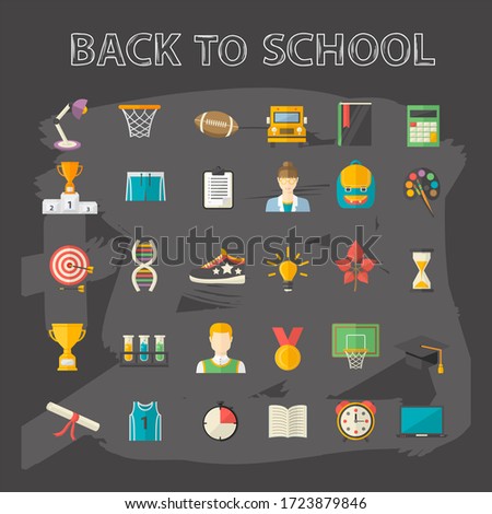 Education, knowledge icons set in flat style