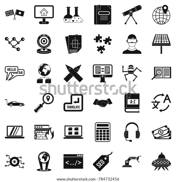 Education\
technology icons set. Simple style of 36 education technology \
icons for web isolated on white\
background