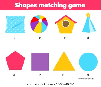 Educational Children Game Matching Game Worksheet Stock Illustration ...