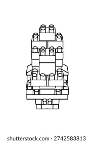 educational drawing of a side view dismantling and reassembling sketch for coloring