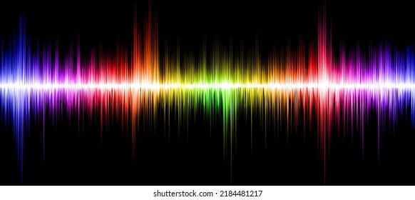 The Effect Of A Bright Sound Wave On A Black Background. High Quality Photo