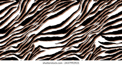 İnk effect, brush , zebra, texture print. Seamless patterns.