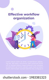 Effective workflow organization, teamwork process, deadlines respect, efficient workday concept.  illustration.