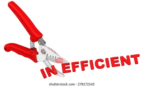 Efficient. The concept of changing the conclusion
Pruner cuts word "INEFFICIENT" to word "EFFICIENT". The concept of changing the conclusion. Isolated
