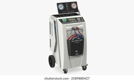 Efficient mobile unit for servicing and recharging automotive air conditioning systems with user-friendly controls.