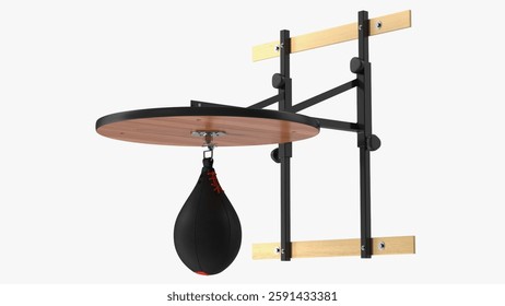 Efficiently designed for boxing enthusiasts, this wall mounted speed bag setup includes a robust platform for optimal performance in training.