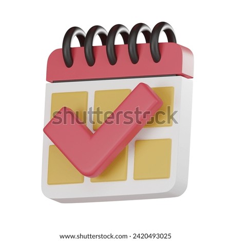 Efficiently manage your startup with check mark calendar icon. Achieve goals, meet deadlines and stay organized. 3d render.