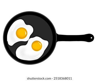 Egg breakfast. The process of cooking scrambled eggs in a frying pan