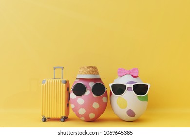 Egg couple tourist with Mock up travel. 3d rendering  - Powered by Shutterstock