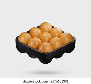 Egg Packaging Icon. 3d Chicken Egg Carton Box. 3d Rendered Illustration