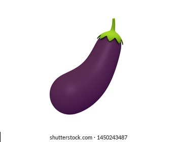 Eggplant Emoji In 3D Rendering.