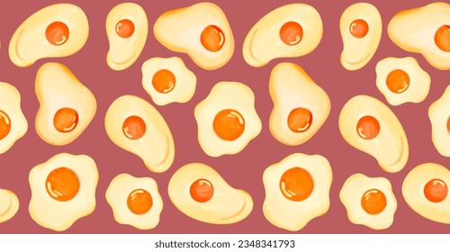 Eggs Omelette Cool Background Seamless Pattern Repeat Design