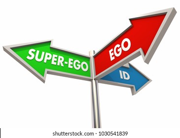 Ego Id Super-Ego Mental States Stages Identity Signs 3d Illustration