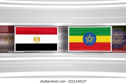 Egypt Flag With Ethiopia Flag In White Frames, Illustration 