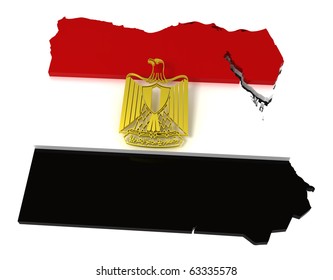 Egypt, Map And Flag, Clipping Path Included, 3d Illustration