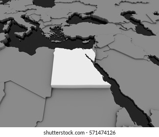 egypt map gray background 3D illustration