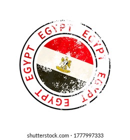 Egypt Sign, Vintage Grunge Imprint With Flag Isolated On White