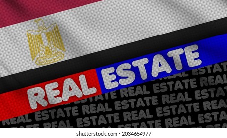 Egypt Wavy Fabric Flag, Real Estate Title, 3D Illustration