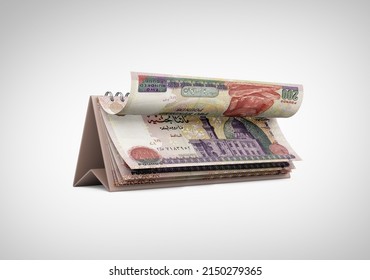Egyptian Banknotes of 200 Bills flying of calendar representing installment concept. 3D illustration