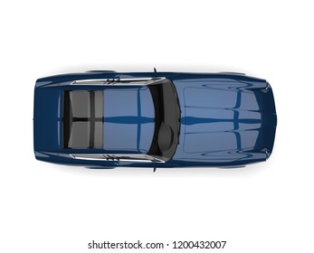 Egyptian Dark Blue Vintage Fast Car - Top Down View - 3D Illustration