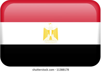 Egyptian flag rectangular button.  Part of set of country flags all in 2:3 proportion with accurate design and colors.