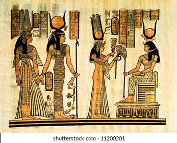 Egyptian Papyrus Showing Nefertari Isis Copy Stock Illustration ...