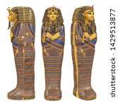 Egyptian Pharaoh Mummy Coffin Isolated. 3D rendering