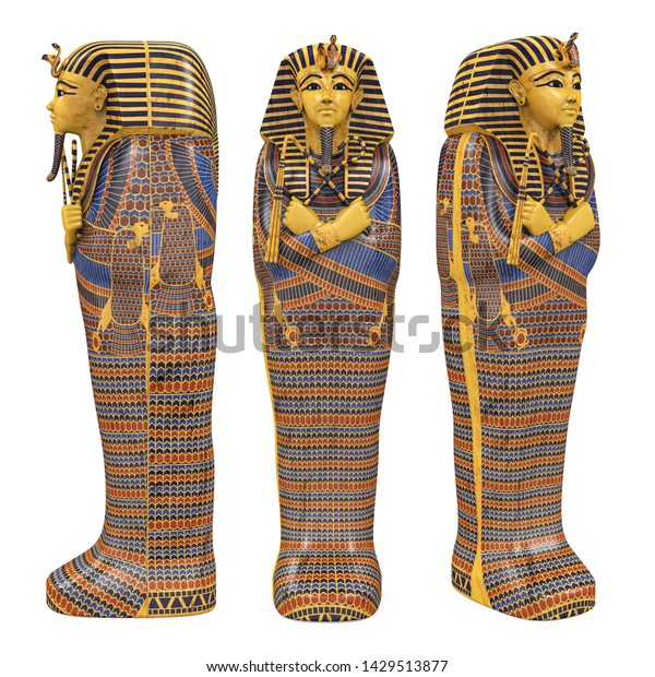 Egyptian Pharaoh Mummy Coffin Isolated 3d Stock Illustration 1429513877