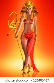 Egyptian Pharaoh Queen. A striking pose of an Egyptian queen who anointed herself  Pharaoh, she ruled with the gumption of a God.  Suitable for use as Cleopatra, or any powerful Egyptian woman.
