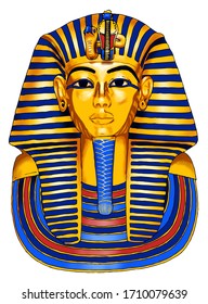 Egyptian Pharaoh Tutankhamen, mask illustration
