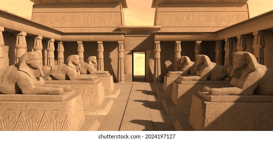 Egyptian temple in the desert 3d illustration